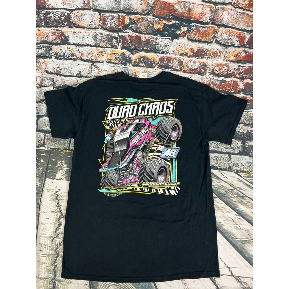 Quad Chaos Monster Truck T-Shirt Mens Medium Black Racing Graphic Tee - Picture 2 of 5